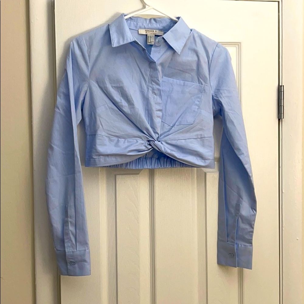 Forever 21 Blue Crop Shirt